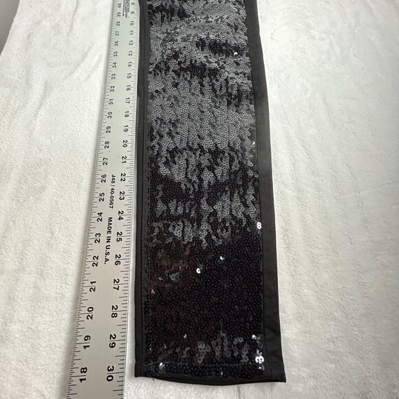 H&M Women's Black Sequined Skinny Pants Size 12 Mid-Rise Stretch Pockets Lined - Picture 8 of 8